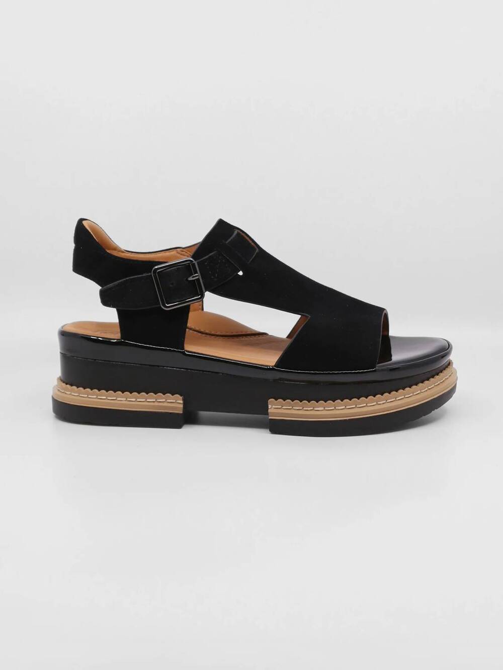 NEW L'AMOUR DES PIEDS women's aveeva platform sandals in black kidsuede